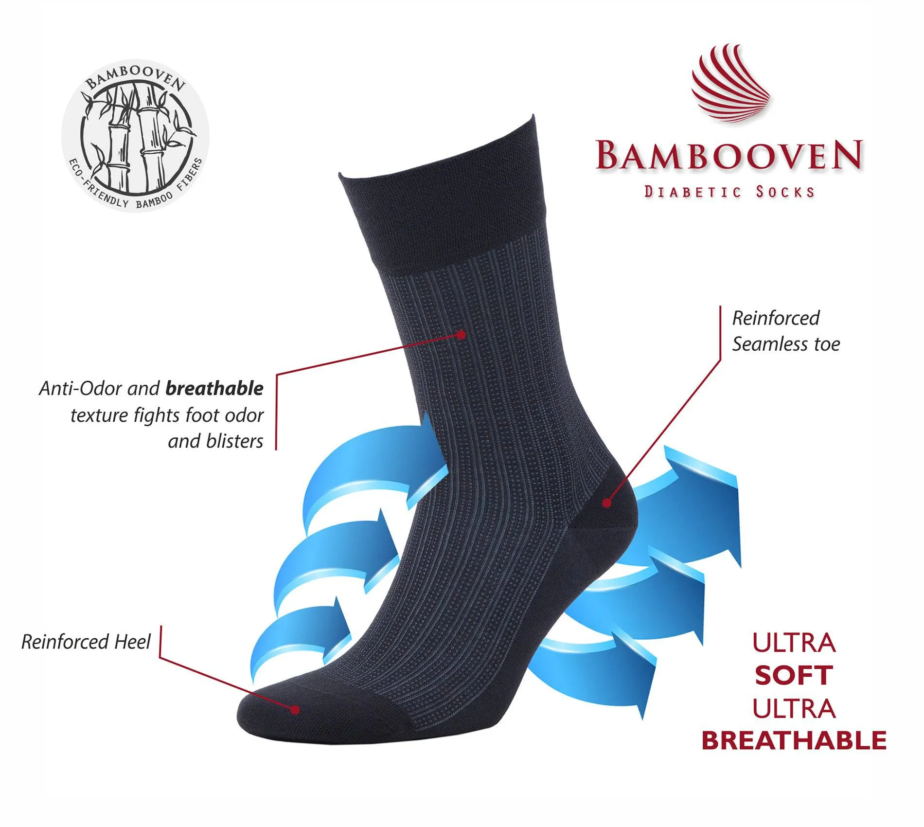 Bambooven Men’s Black Dress & Trouser Socks – Soft & Odor-Free (8 Pack)