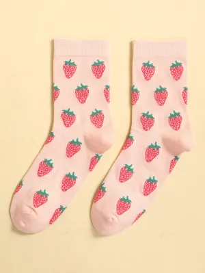 Berry Strawberry Crew Socks Funny Socks for Women Novelty Socks Funky Socks Gift