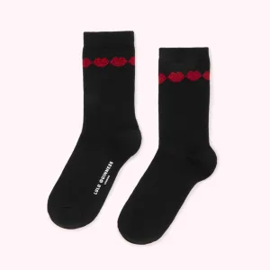 BLACK LUREX LIPS ANKLE SOCKS