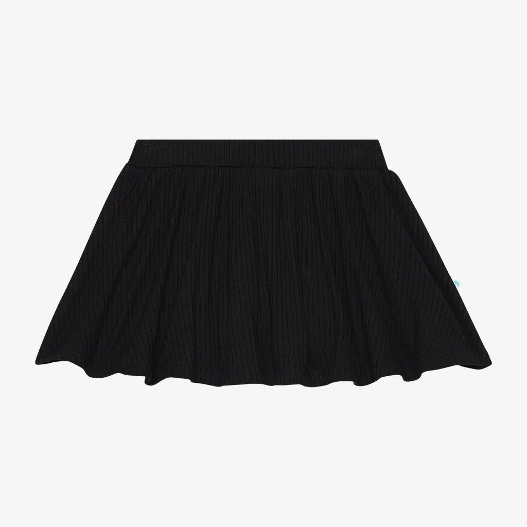 Black Ribbed Skort