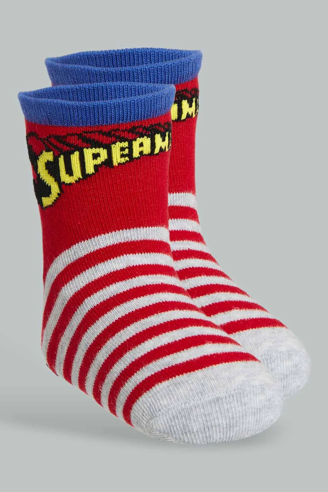 Blue And Red Superman Sock Set For Boys (Pack of 3)