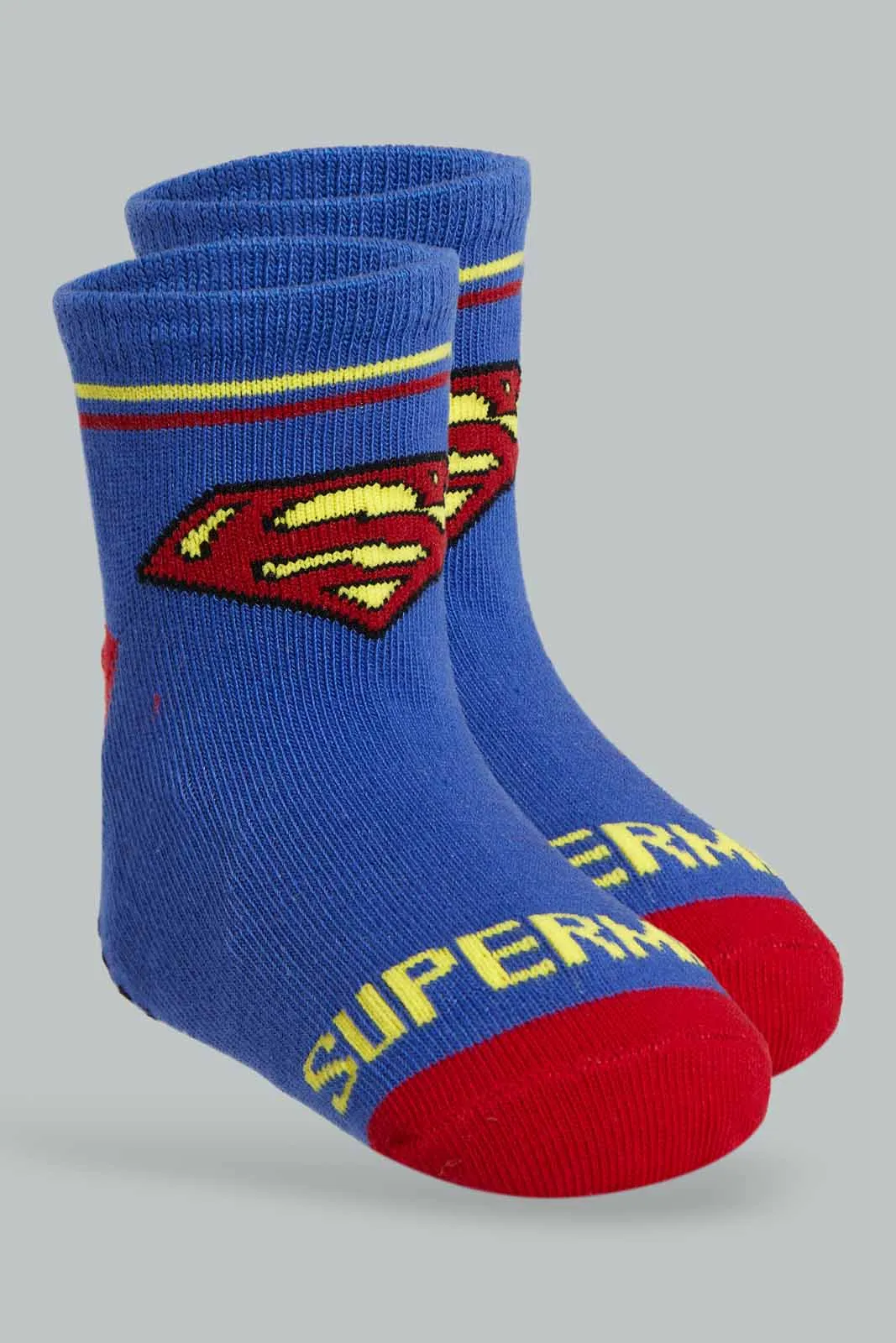 Blue And Red Superman Sock Set For Boys (Pack of 3)