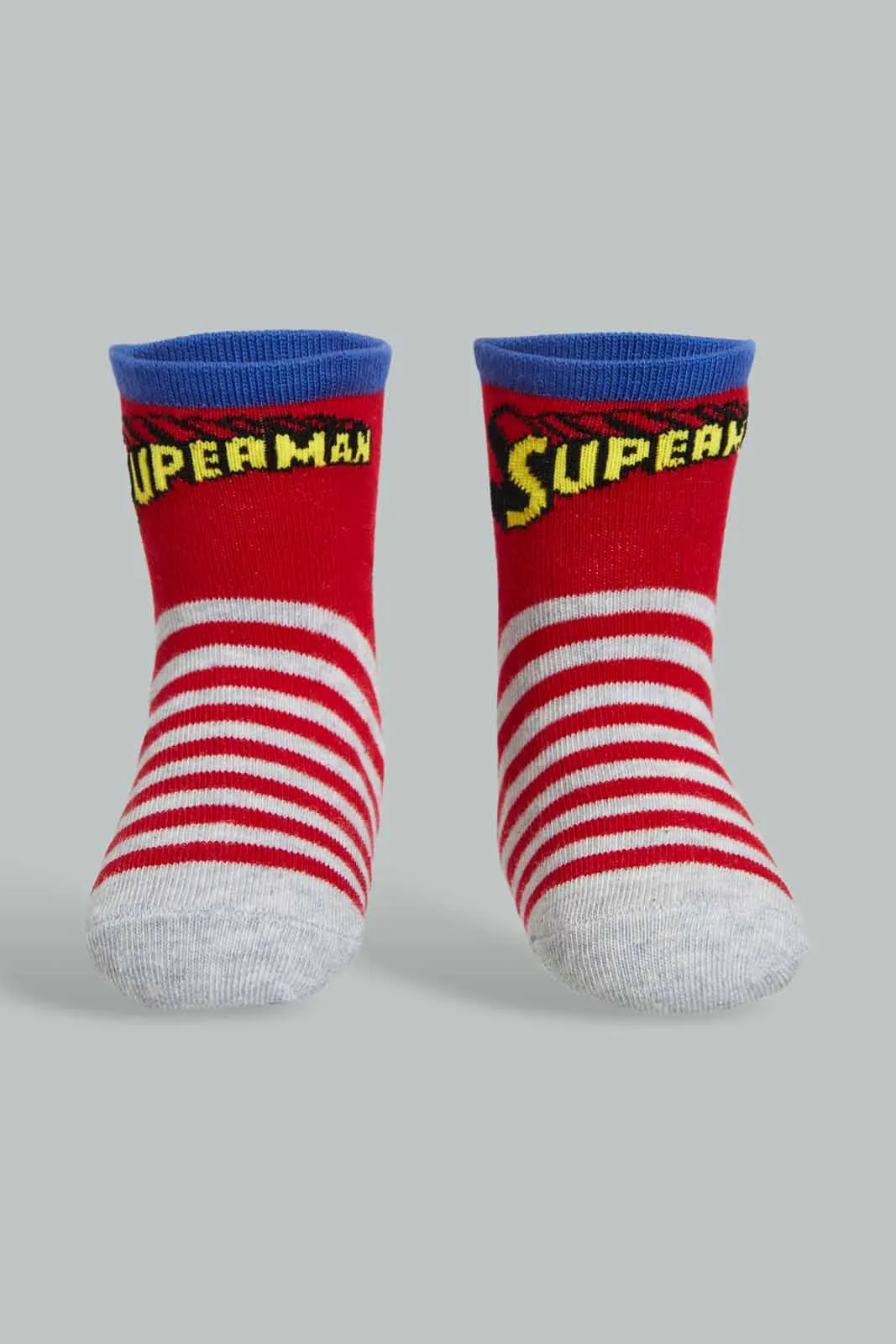 Blue And Red Superman Sock Set For Boys (Pack of 3)