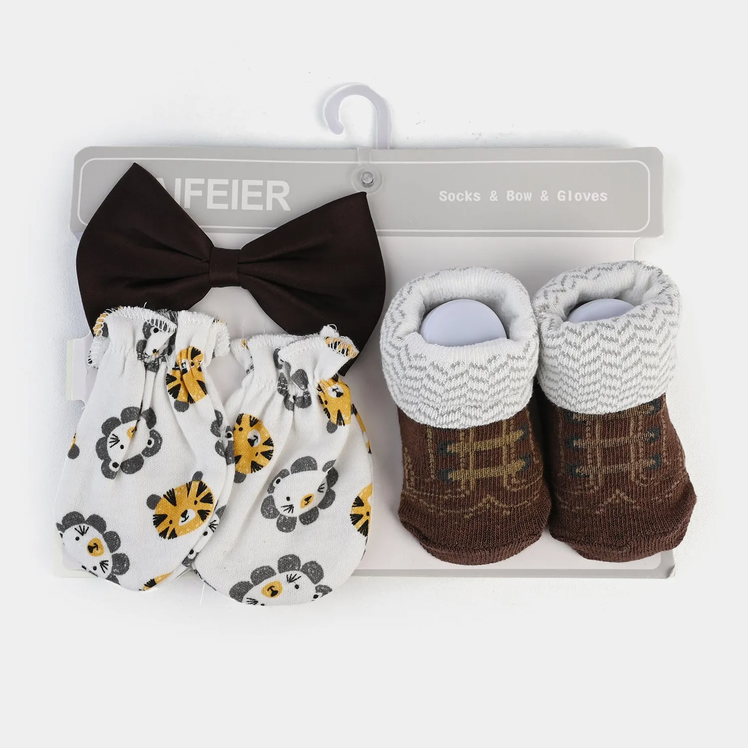 Bow Tie & Pair Socks & Mittens | 6M 