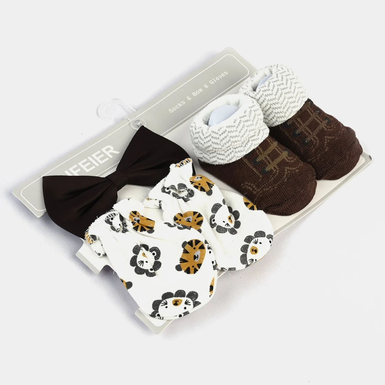 Bow Tie & Pair Socks & Mittens | 6M 