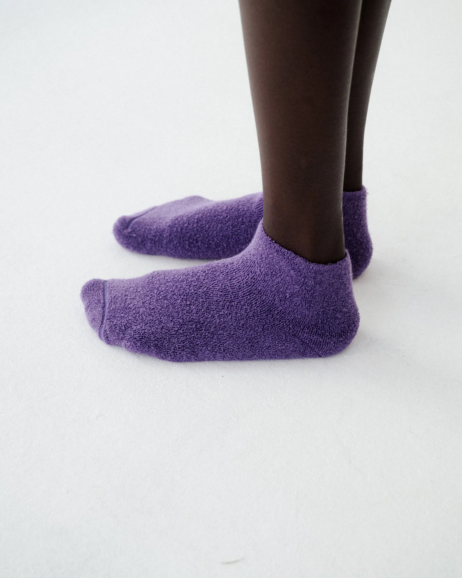 Buckle Ankle Socks - Textured Organic Cotton - Yu Purple