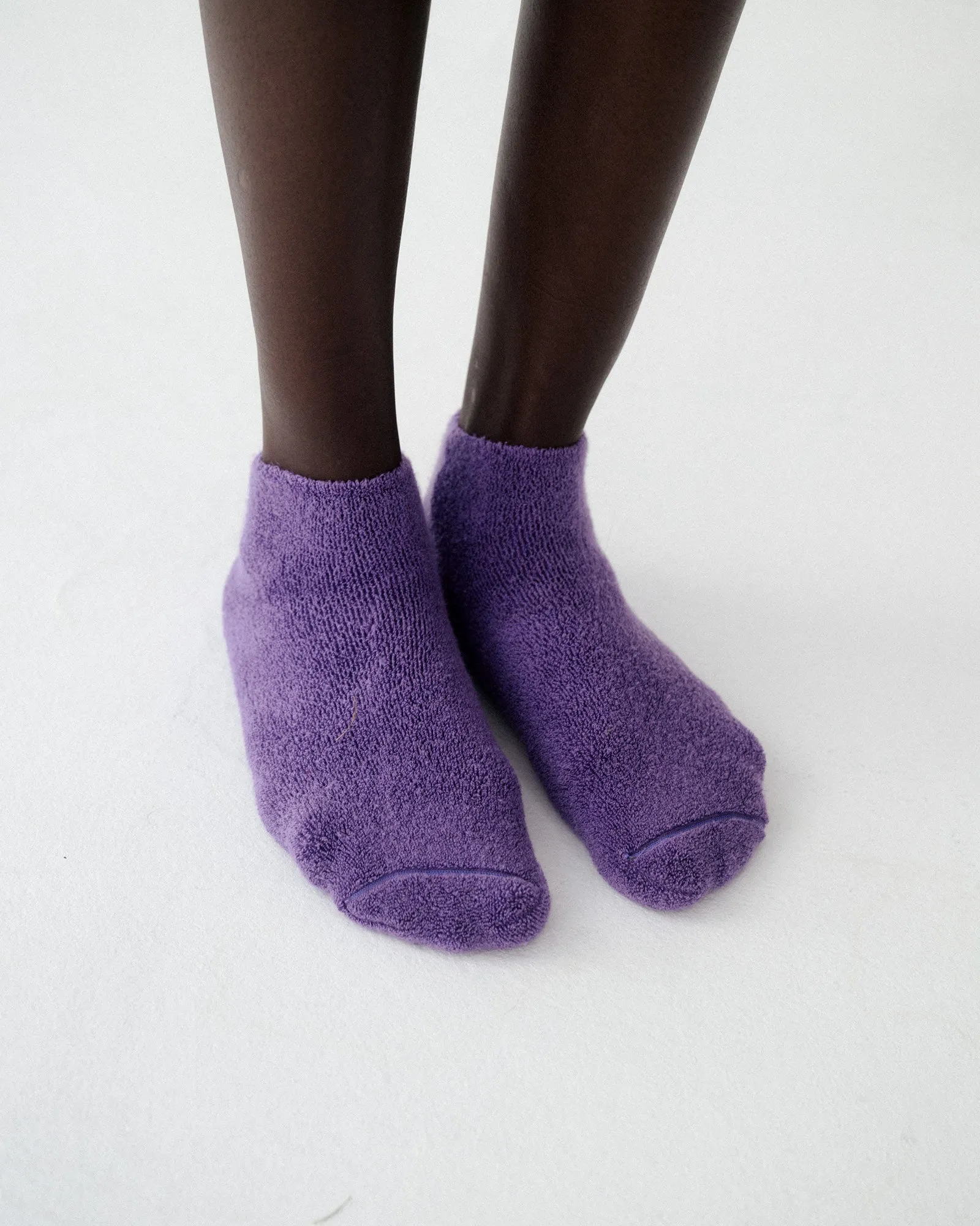 Buckle Ankle Socks - Textured Organic Cotton - Yu Purple