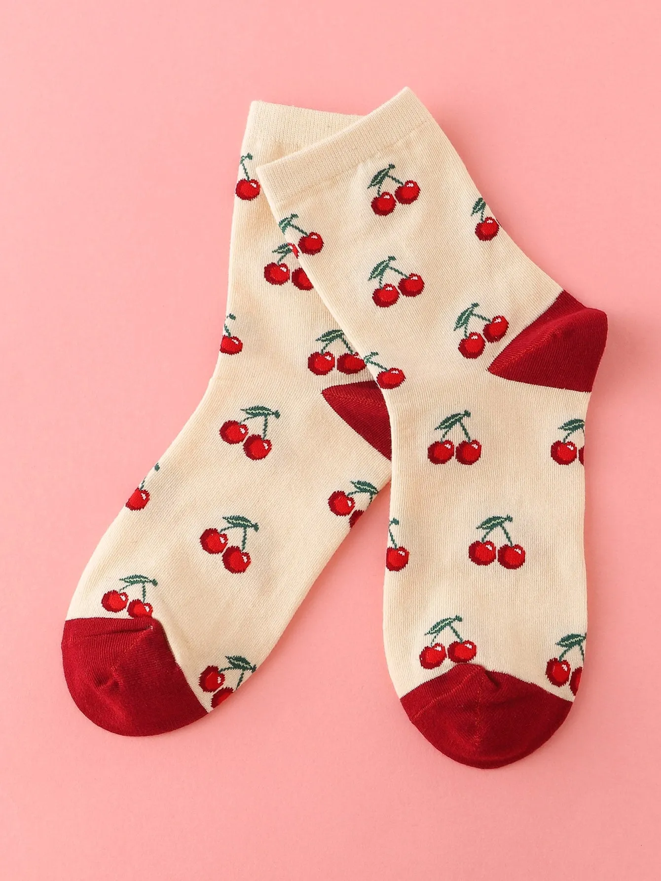 Cherry Print Crew Socks Funny Socks for Women Novelty Socks Funky Socks Gift for