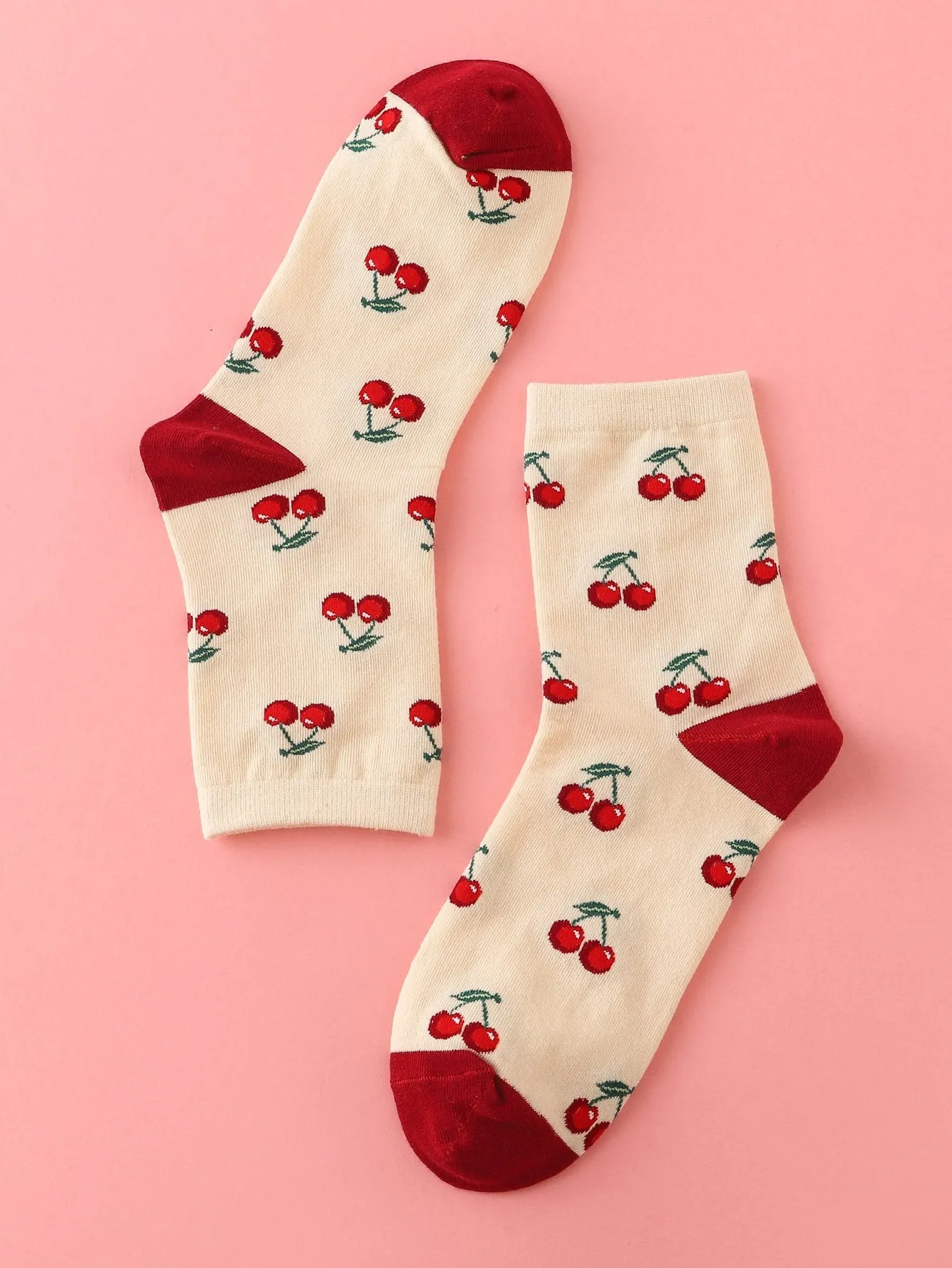 Cherry Print Crew Socks Funny Socks for Women Novelty Socks Funky Socks Gift for