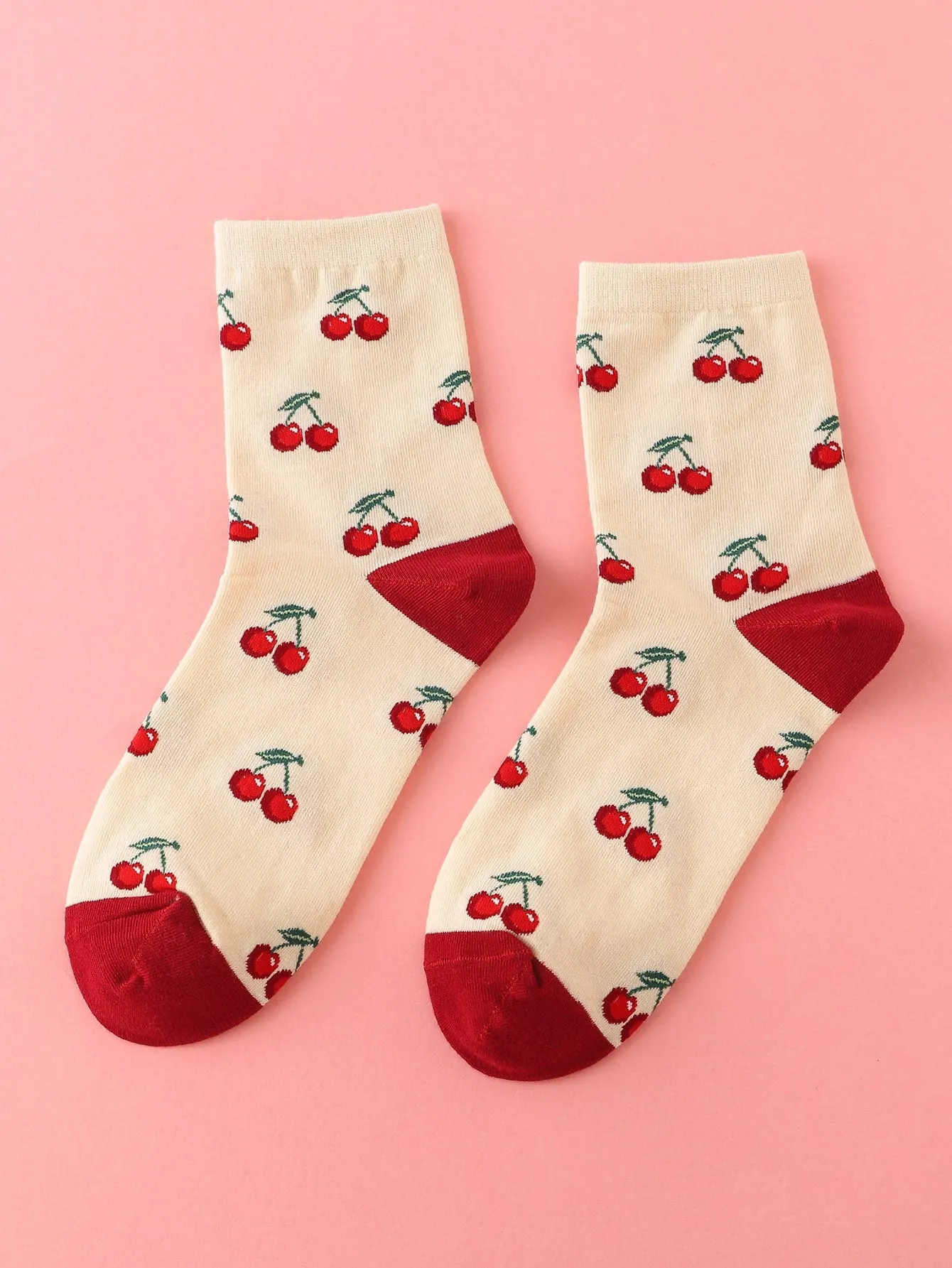 Cherry Print Crew Socks Funny Socks for Women Novelty Socks Funky Socks Gift for