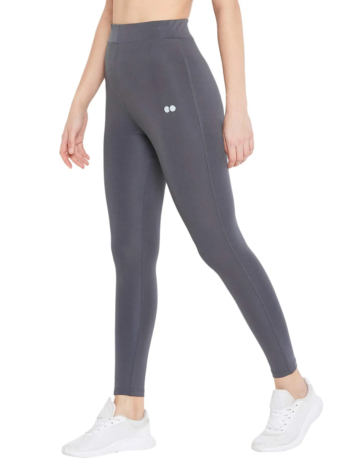 Clovia Women's Slim Fit Polyester Activewear Ankle Length Tights (AB0049P05_Grey_S)