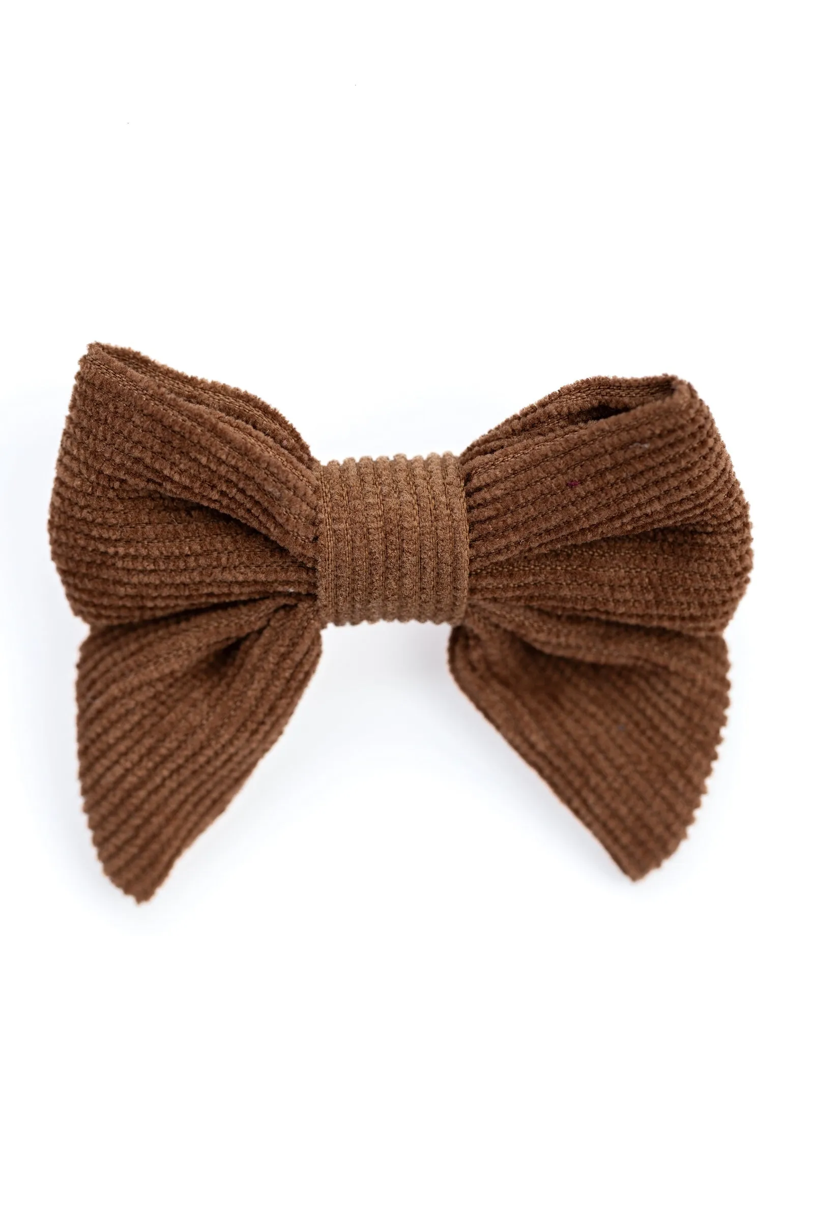 Corduroy Sailor Bow Alligator Hair Clip- Brown