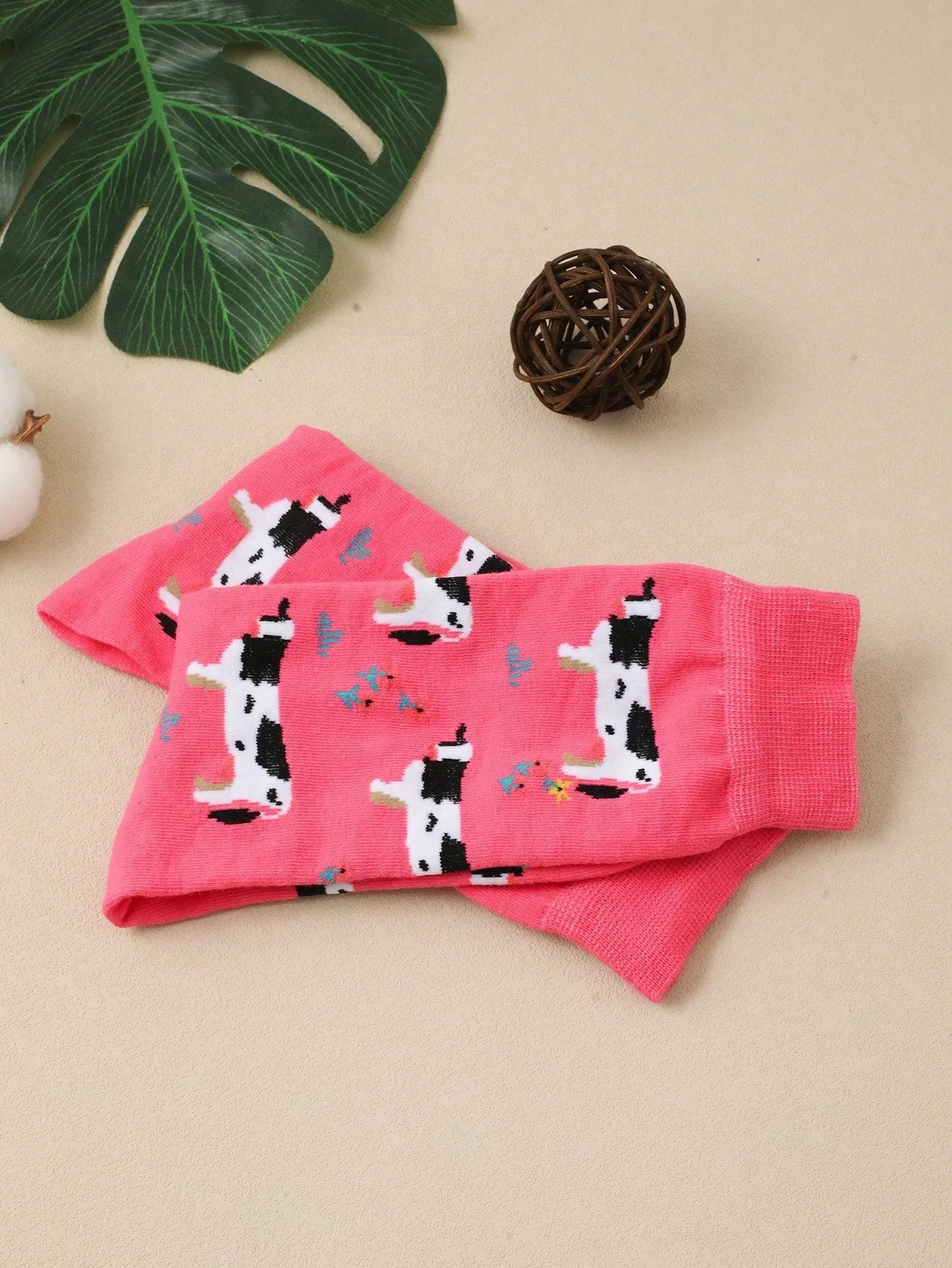 Cow Crew Socks, Pink Socks, Funny Socks for Women, Novelty Socks, Funky Socks, Gift for Her