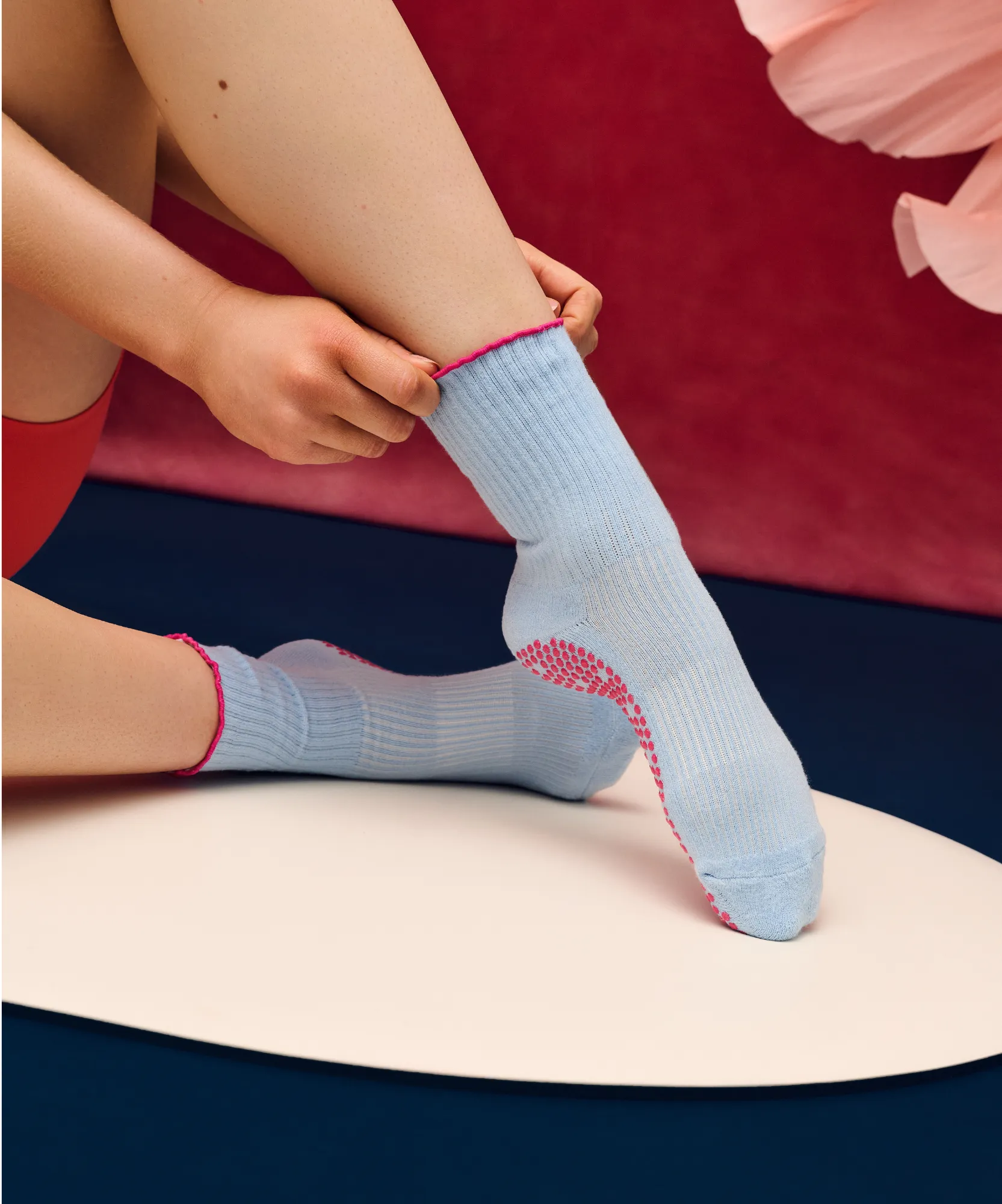 Crew Non Slip Grip Socks - Vintage Baby Blue