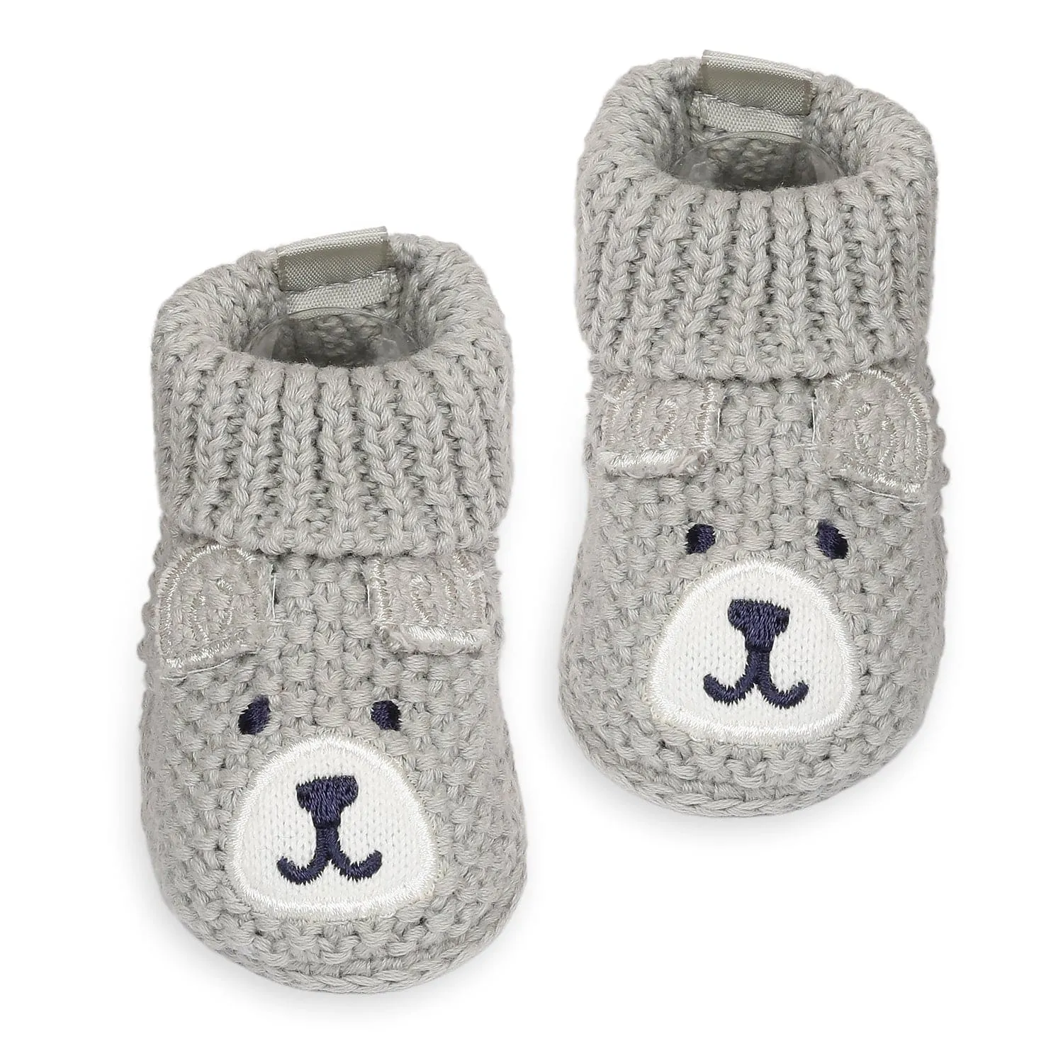 Cute Bear Newborn Crochet Socks Booties - Grey