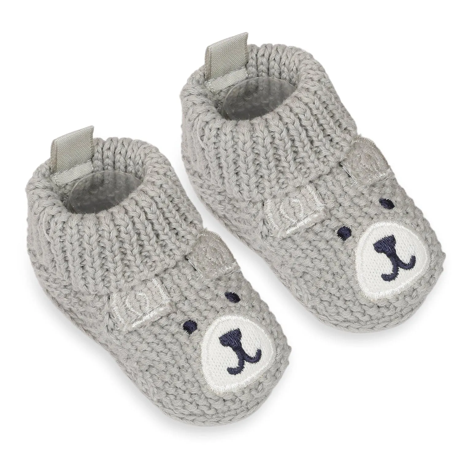 Cute Bear Newborn Crochet Socks Booties - Grey