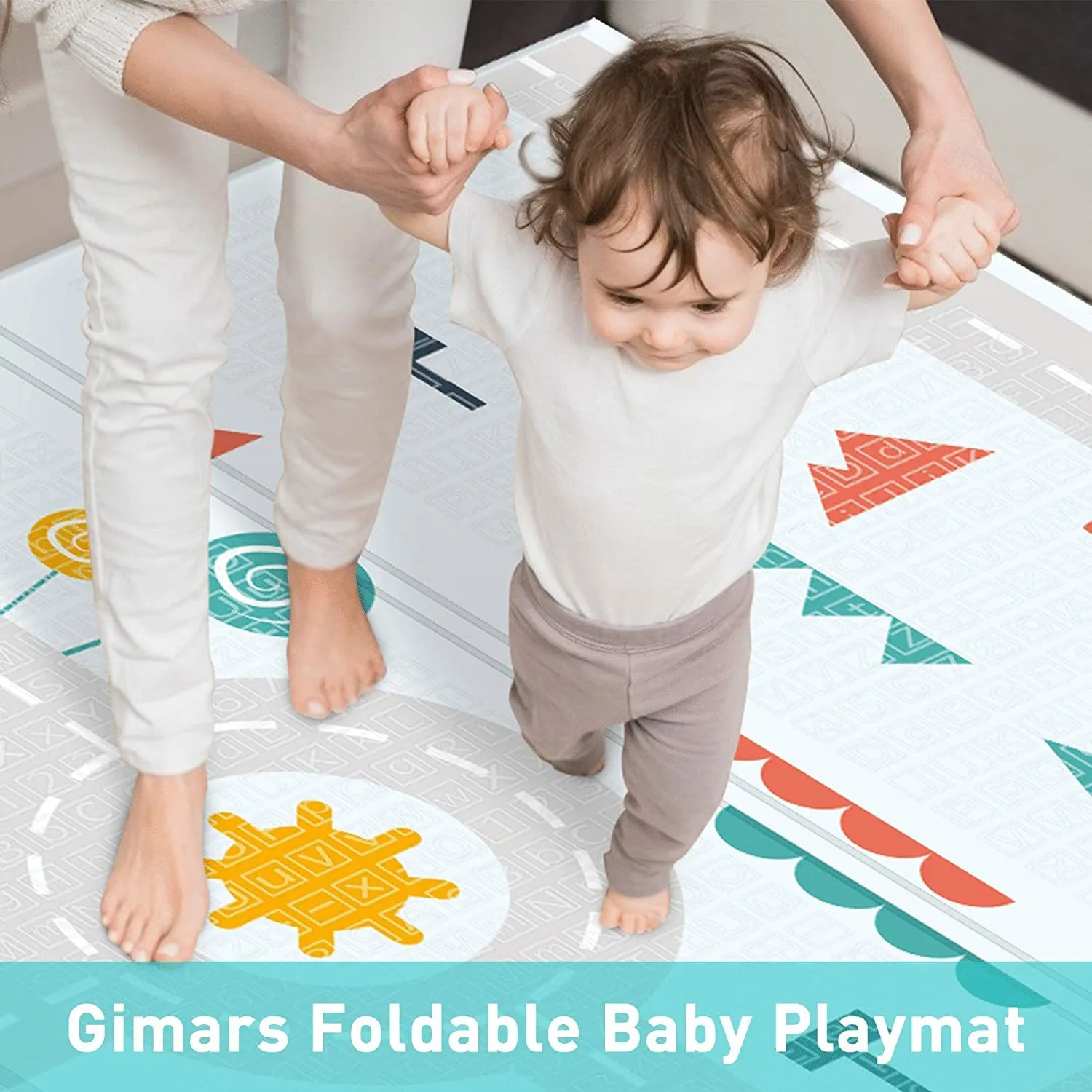 Deoxys Baby Play Mat-Extra Large 77"X70"-Anti-Slip&Waterproof-Foldable Play Mat for Baby (0-3 ),Double Sided,2 Designs to Improve Learning&Focus,Thick Foam Mat for Kids,Multicolor