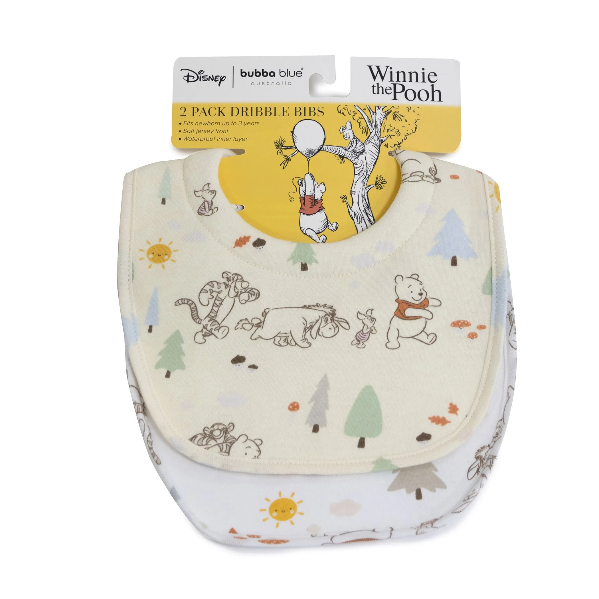 Disney Winnie the Pooh Cot Bundle - Fitted Sheet, Bib, Security Blanket, Face Washer, Cuddle Blanket, Cot Quilt, Hooded Towel