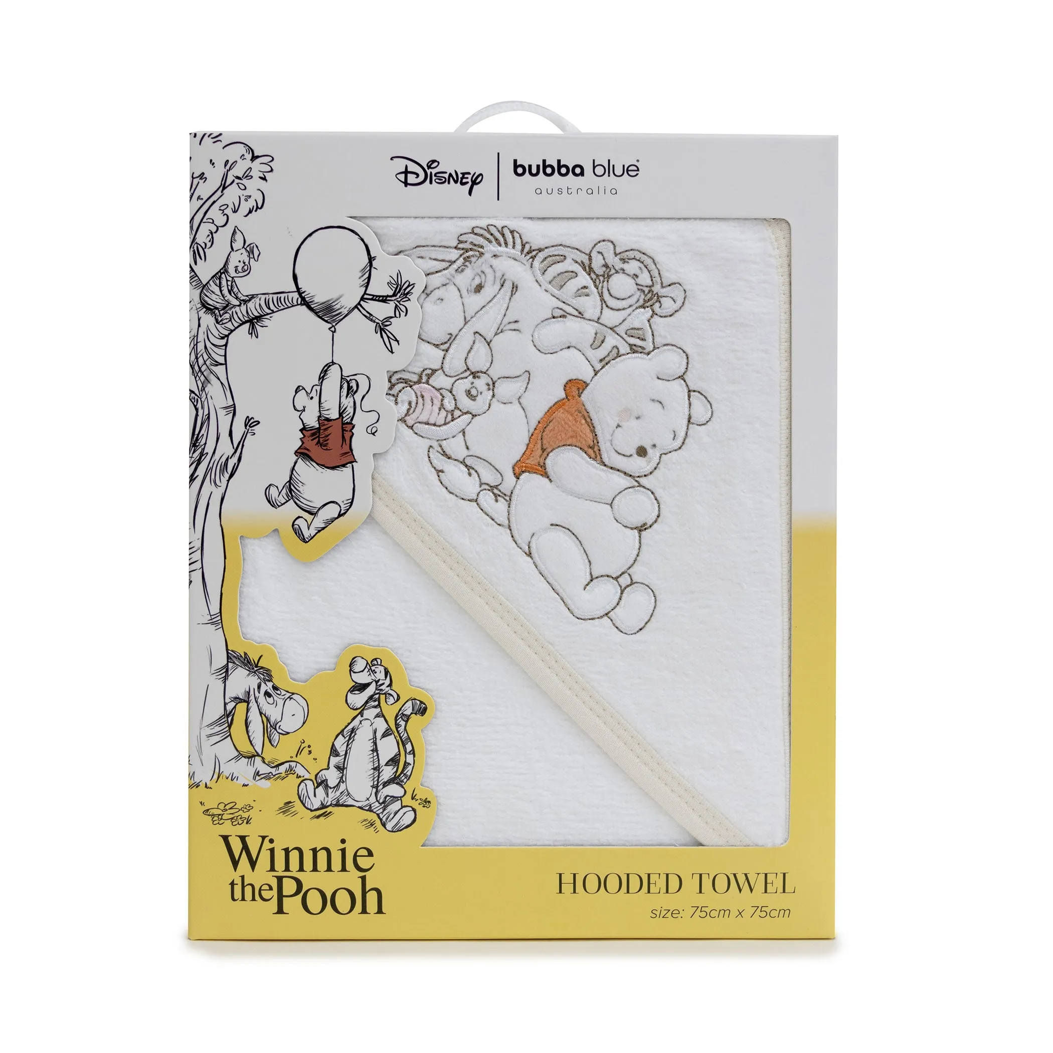 Disney Winnie the Pooh Cot Bundle - Fitted Sheet, Bib, Security Blanket, Face Washer, Cuddle Blanket, Cot Quilt, Hooded Towel