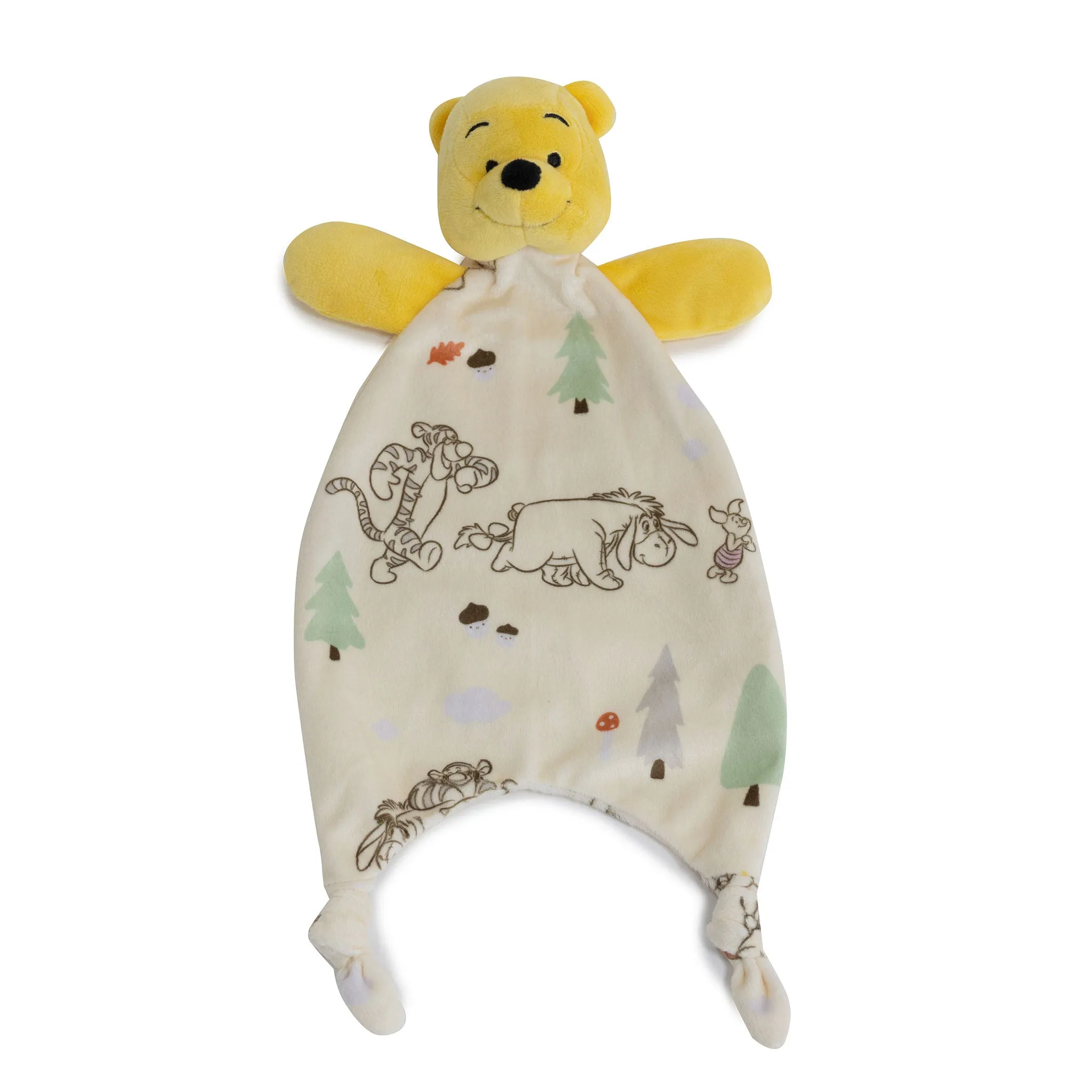 Disney Winnie the Pooh Cot Bundle - Fitted Sheet, Bib, Security Blanket, Face Washer, Cuddle Blanket, Cot Quilt, Hooded Towel