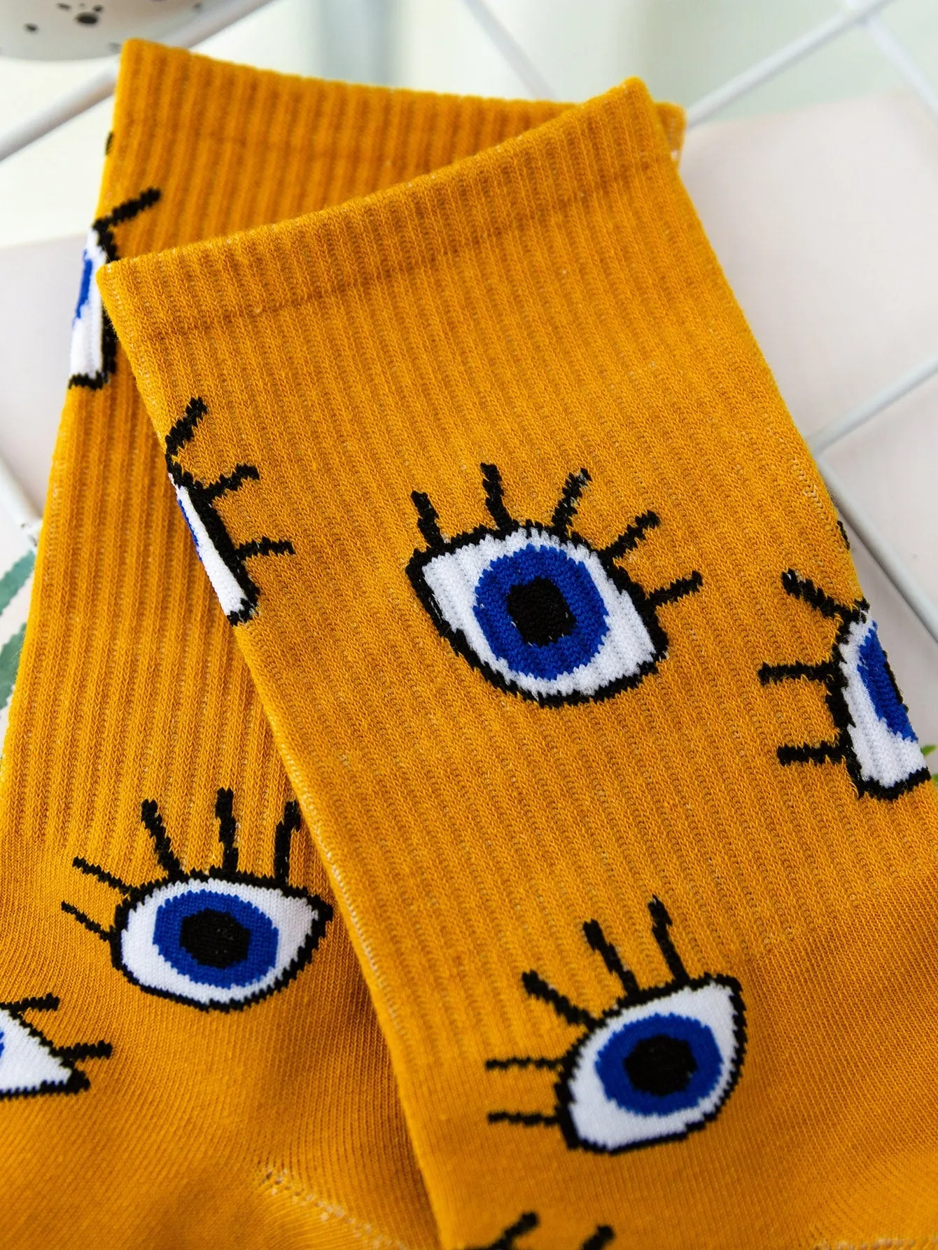 Eye Pattern Crew Socks for Women Fun Socks Funky Socks Novelty Socks