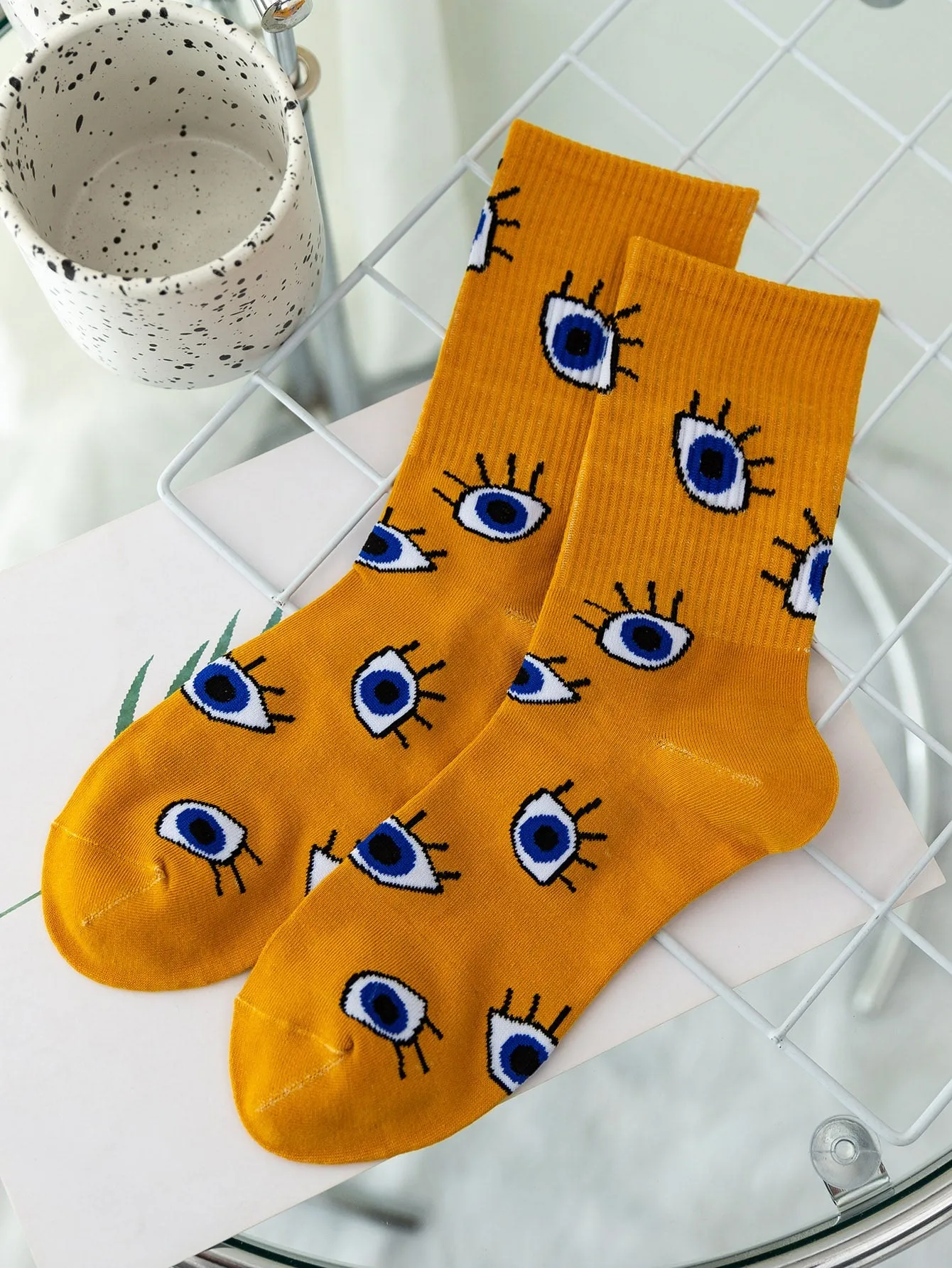 Eye Pattern Crew Socks for Women Fun Socks Funky Socks Novelty Socks