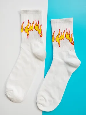 Flame Design Crew Socks Silly Socks for Men Funky Socks Funny Socks Novelty