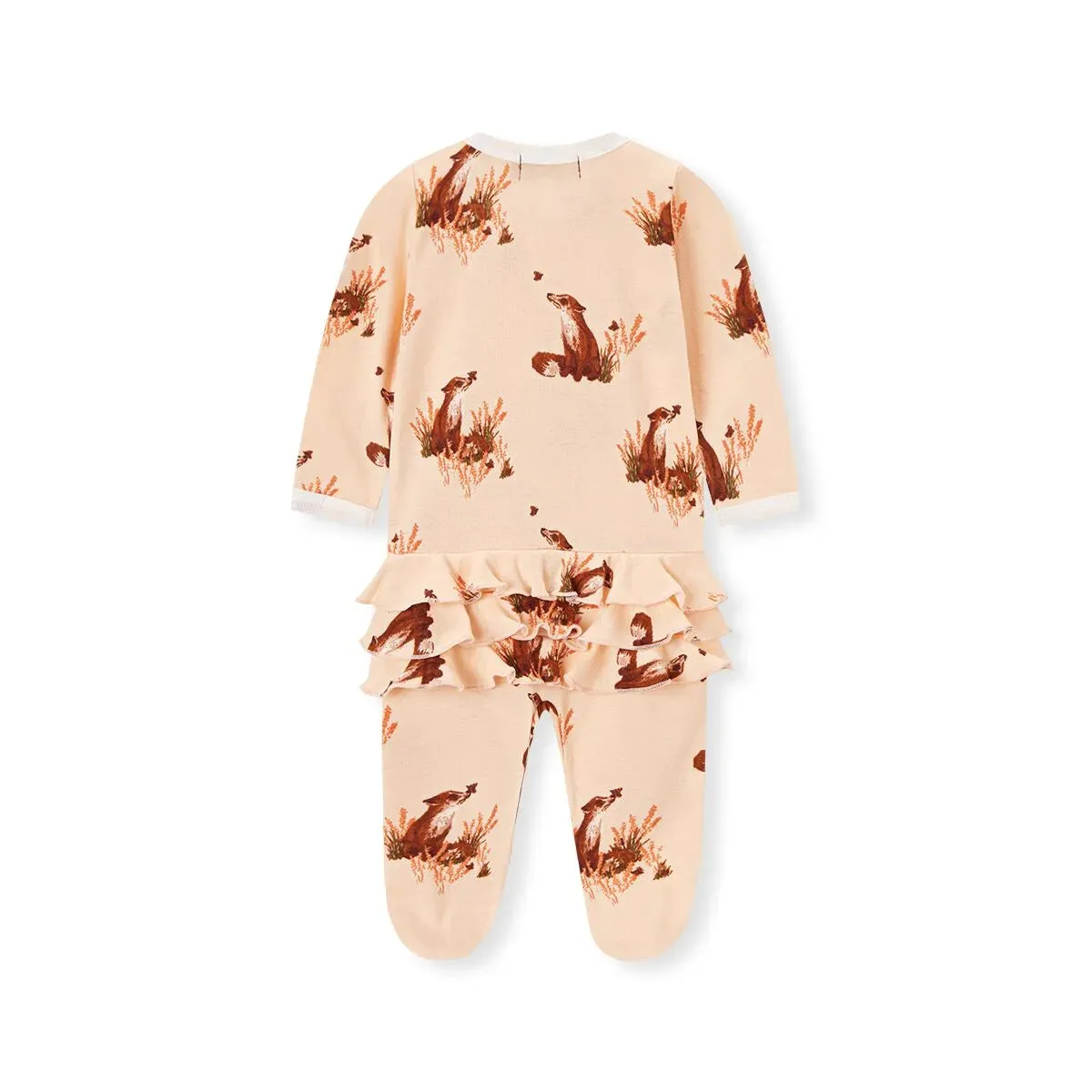 Floral Fox Organic Cotton Ruffle Zipper Footed Romper