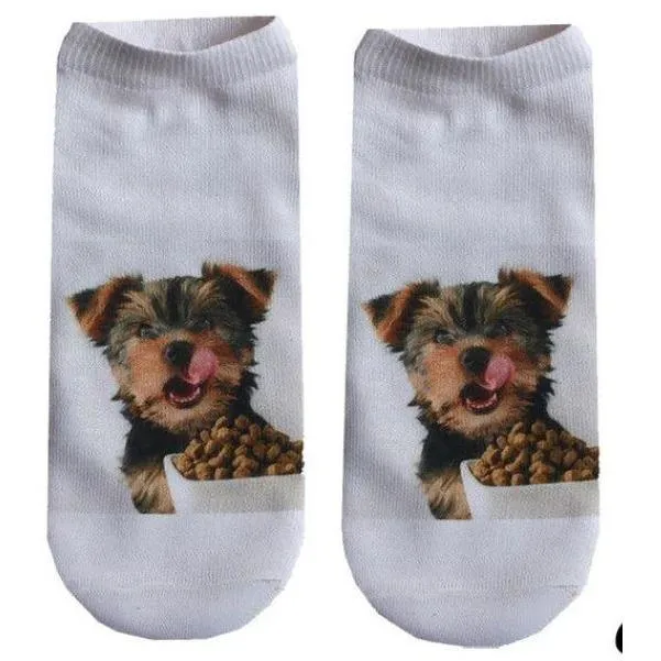 Free   Shipping Women  Cute Puppy/Dog Print  Cotton Stretchy  Casual Short Socks