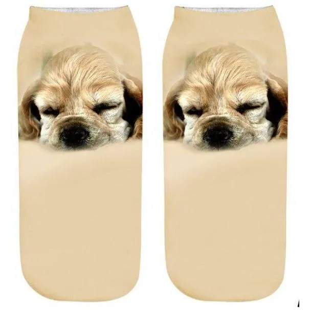 Free   Shipping Women  Cute Puppy/Dog Print  Cotton Stretchy  Casual Short Socks