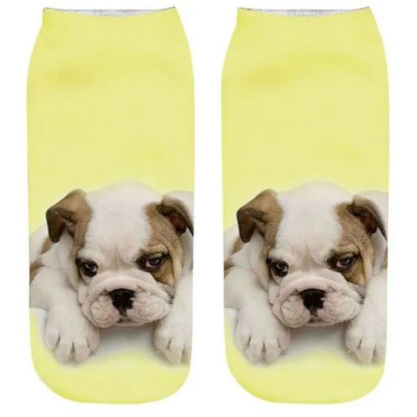 Free   Shipping Women  Cute Puppy/Dog Print  Cotton Stretchy  Casual Short Socks