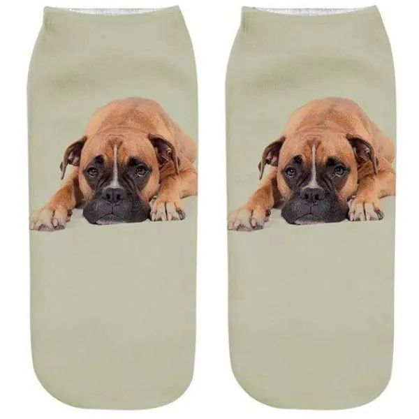 Free   Shipping Women  Cute Puppy/Dog Print  Cotton Stretchy  Casual Short Socks