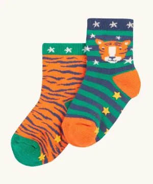 Frugi Grippy Socks 2 Pack - Tiger