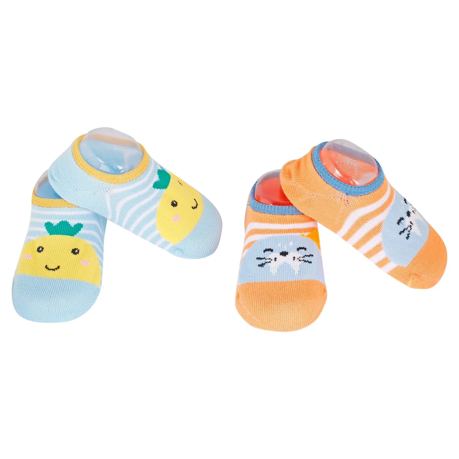 Fruits And Kitty Blue And Orange 2 Pk Socks