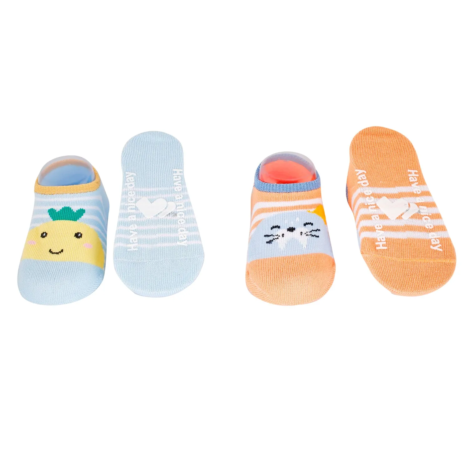 Fruits And Kitty Blue And Orange 2 Pk Socks