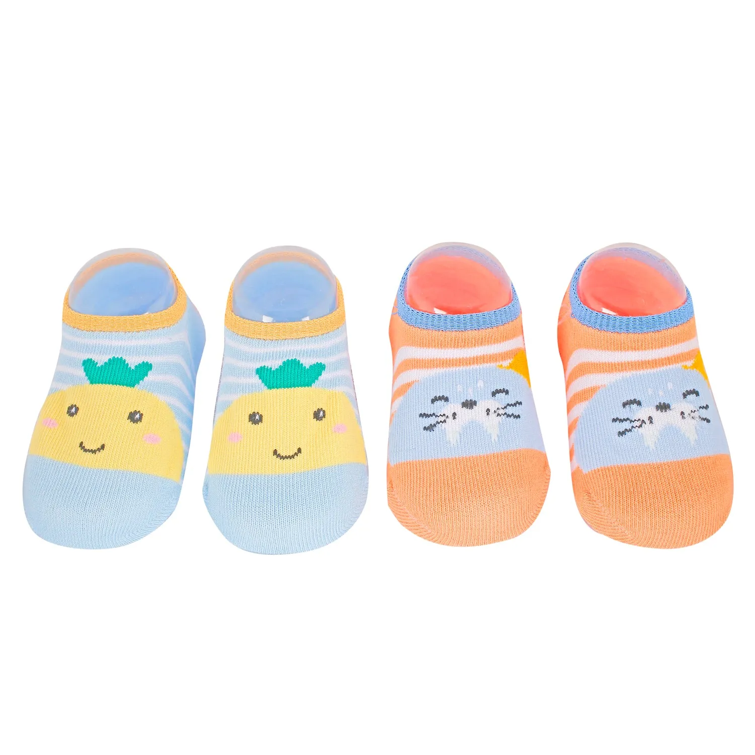 Fruits And Kitty Blue And Orange 2 Pk Socks