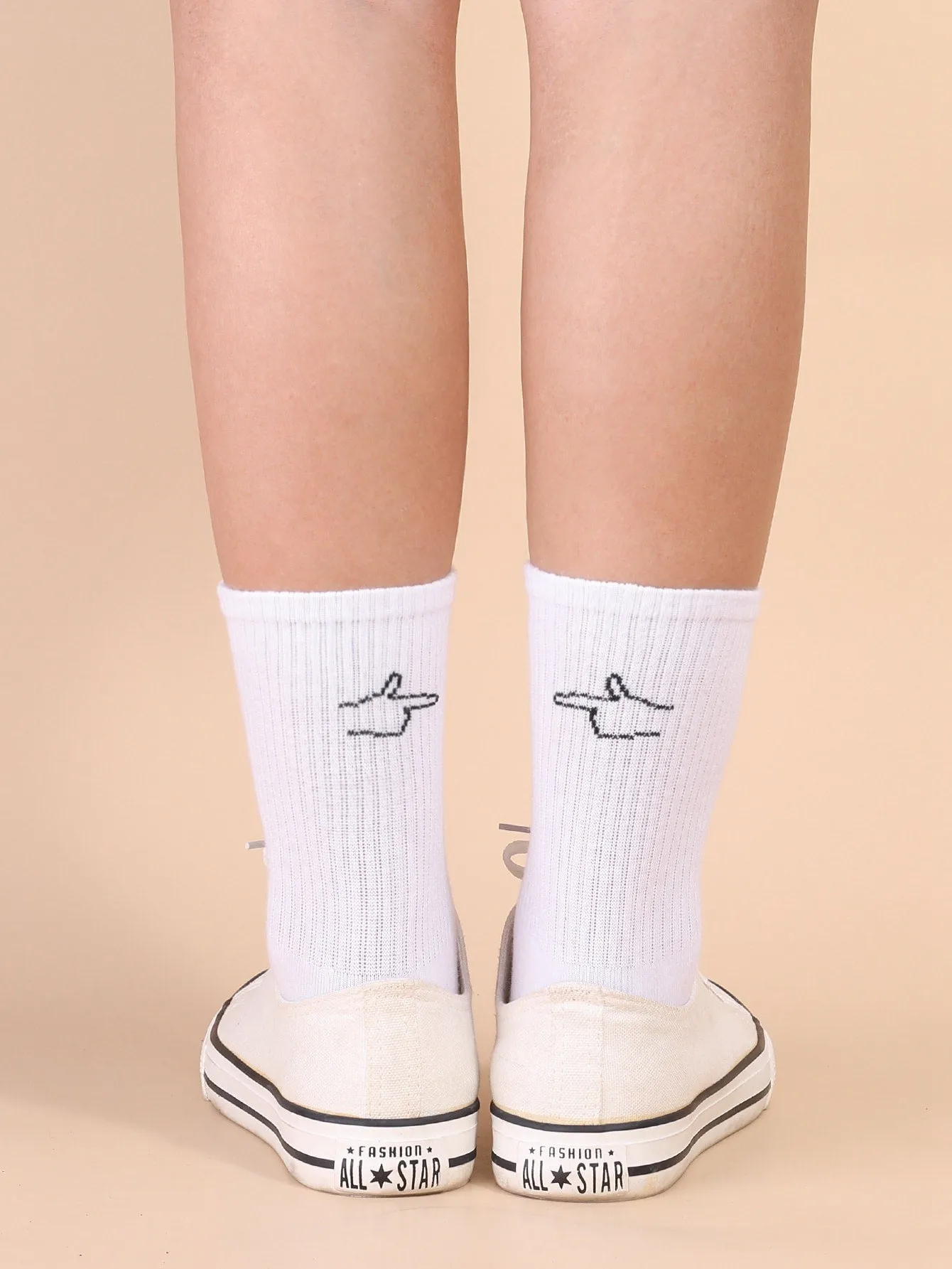 Gesture Pointing Finger Crew Socks for Women Fun Socks Funky Socks Novelty Socks