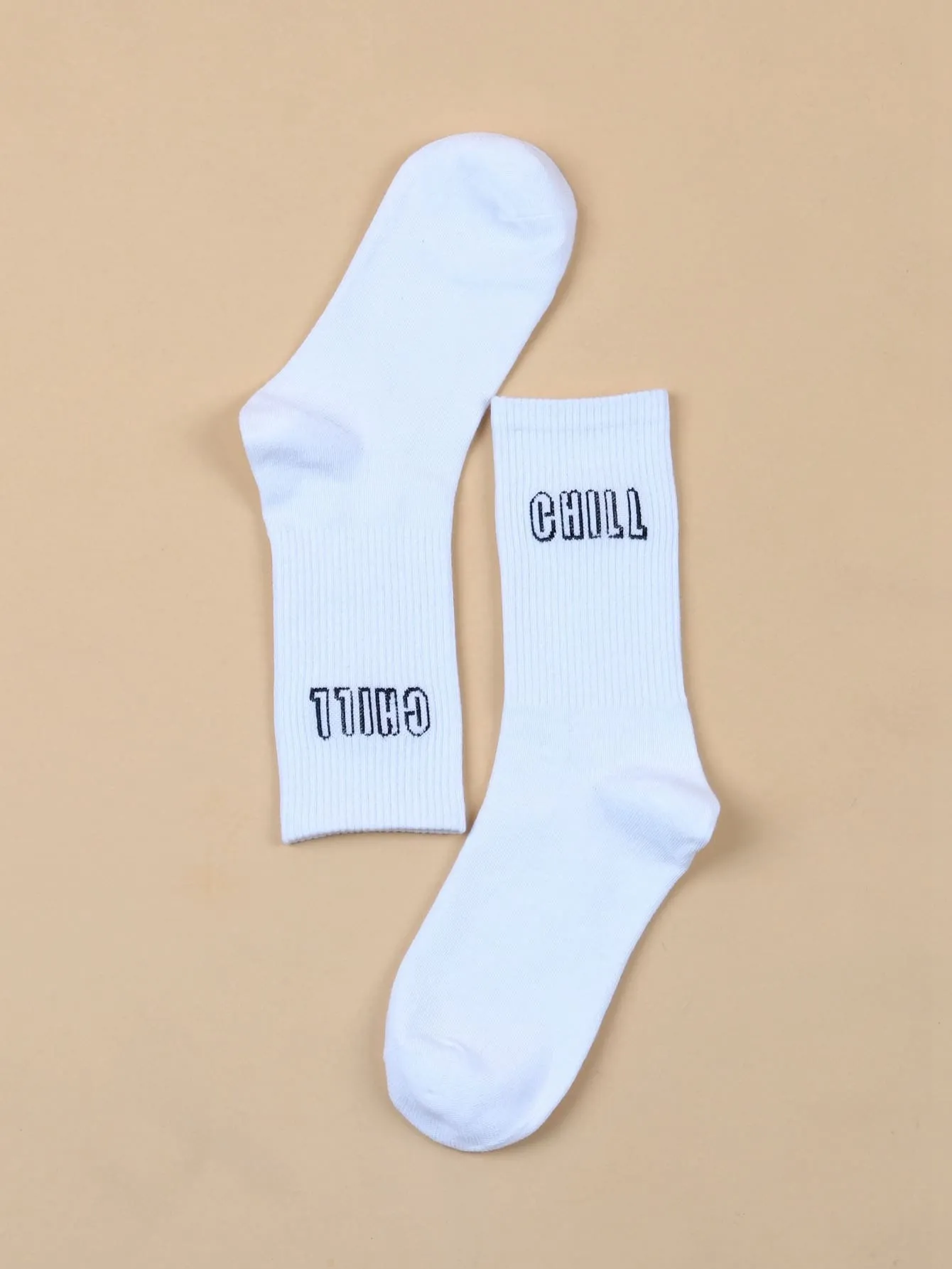 Graphic Chill Typography Crew Socks Funny Socks for Women Novelty Socks Funky