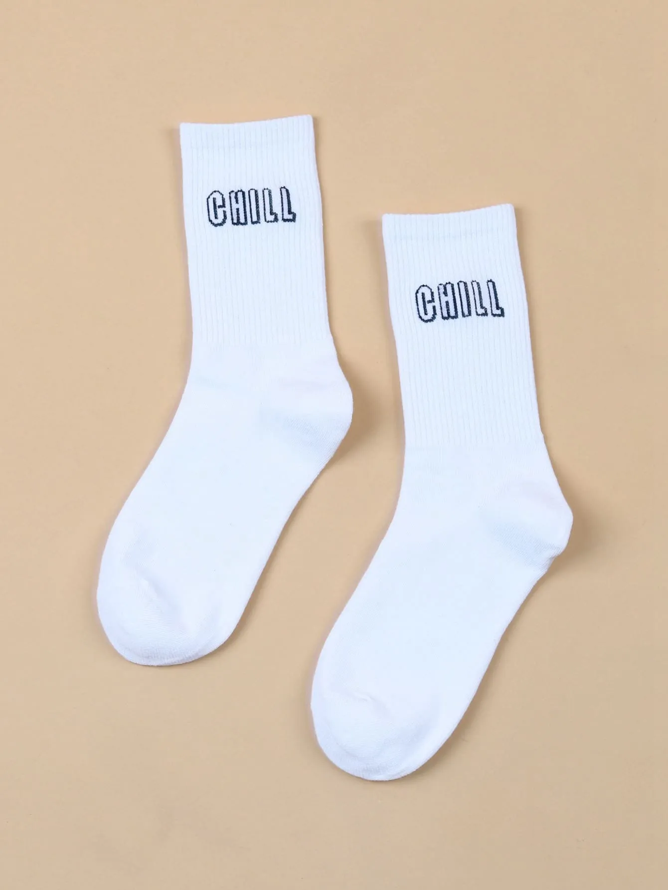 Graphic Chill Typography Crew Socks Funny Socks for Women Novelty Socks Funky