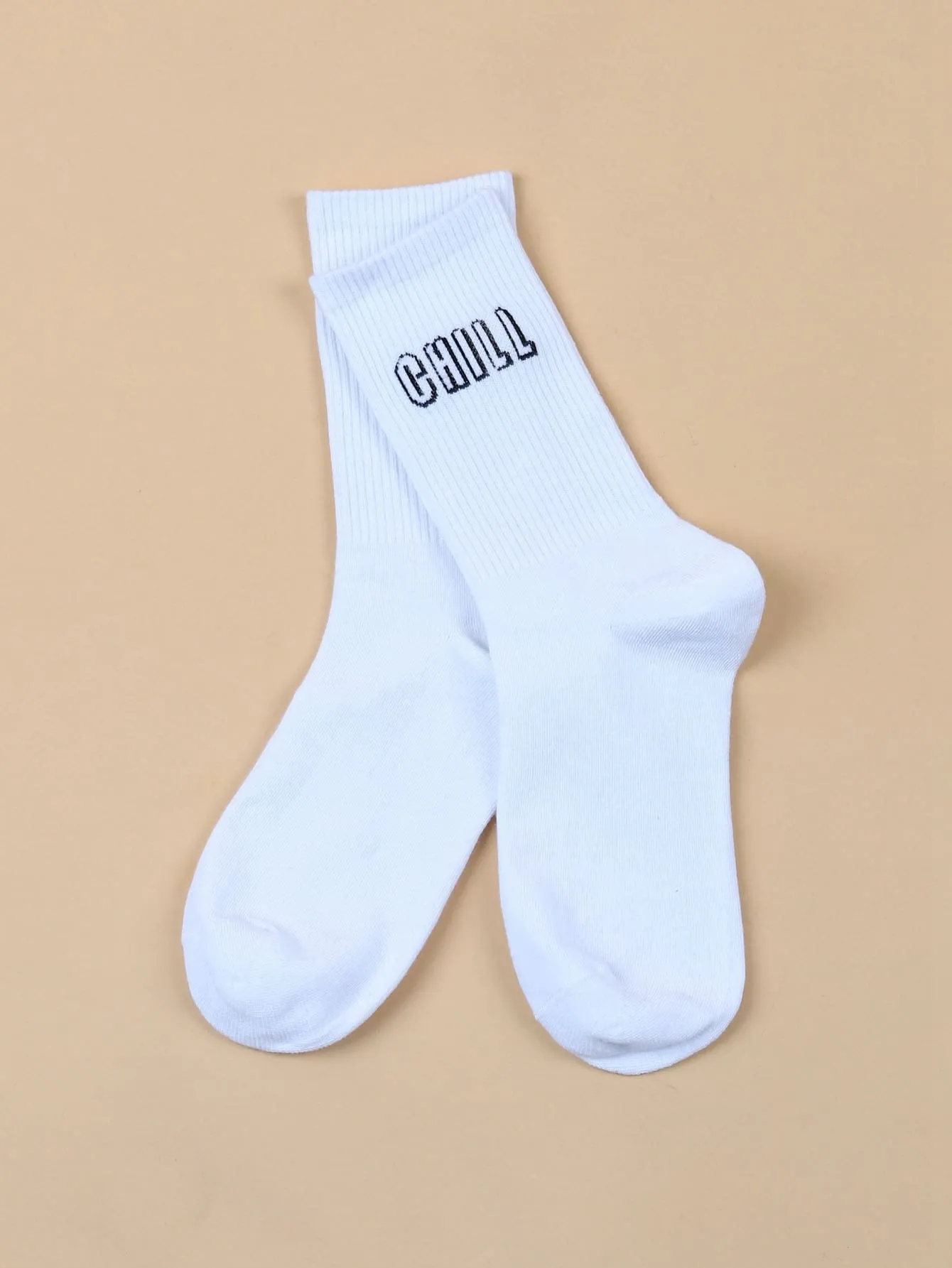 Graphic Chill Typography Crew Socks Funny Socks for Women Novelty Socks Funky