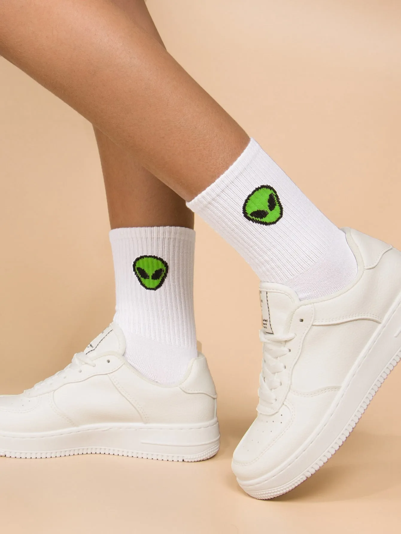 Green Alien Head Crew Socks Funny Socks for Women Novelty Socks Funky Socks Gift