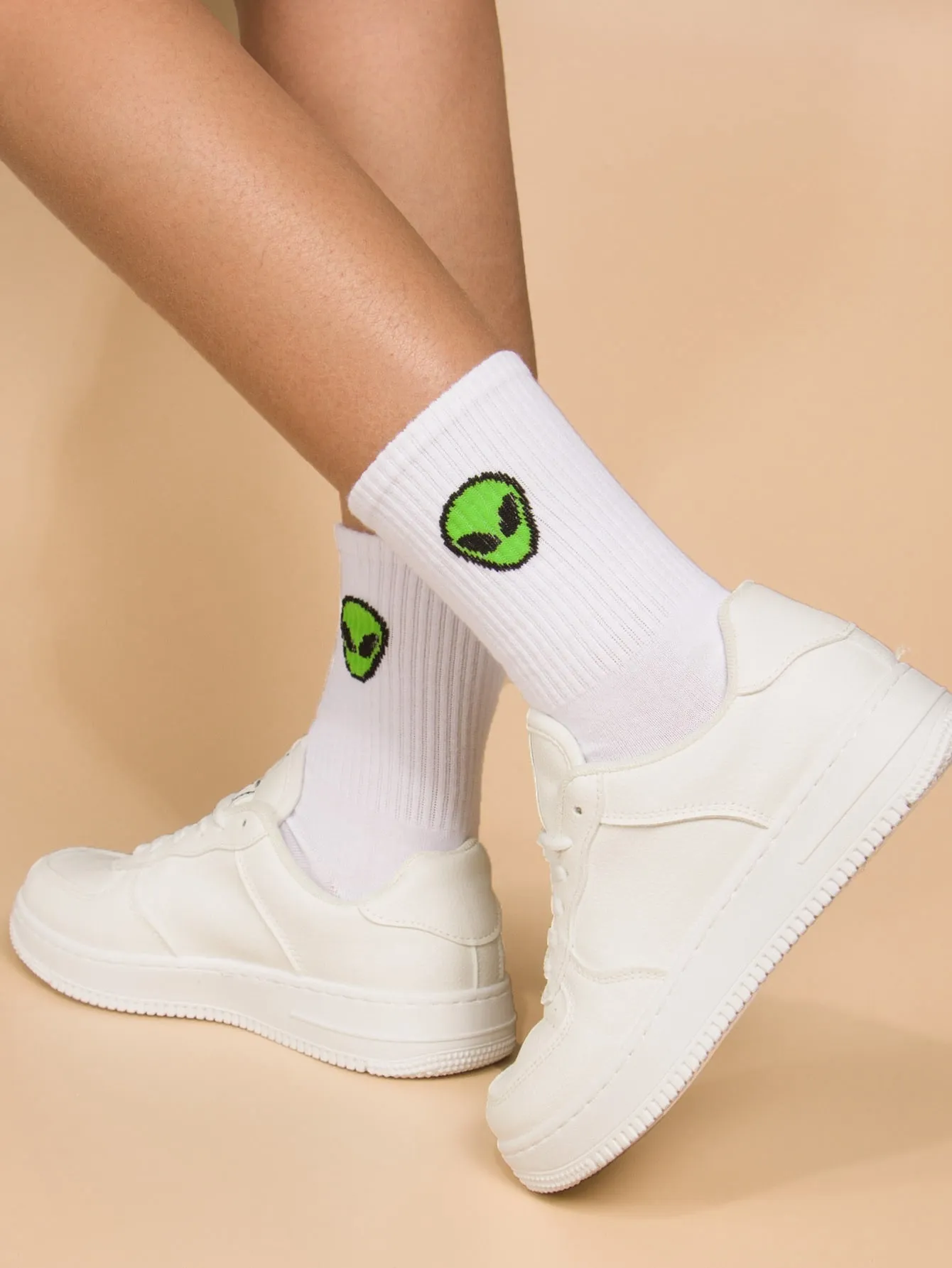 Green Alien Head Crew Socks Funny Socks for Women Novelty Socks Funky Socks Gift