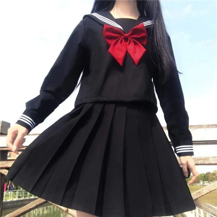 Harajuku Navy Collar Shirt With Bowknot