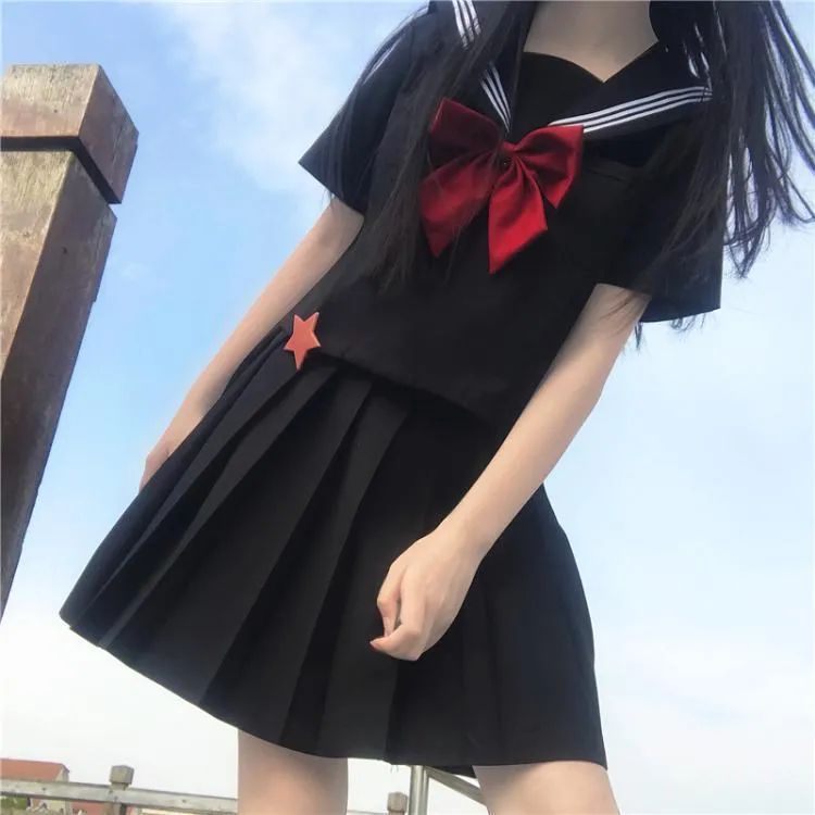 Harajuku Navy Collar Shirt With Bowknot