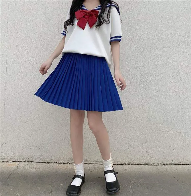 Harajuku Navy Collar Shirt With Bowknot