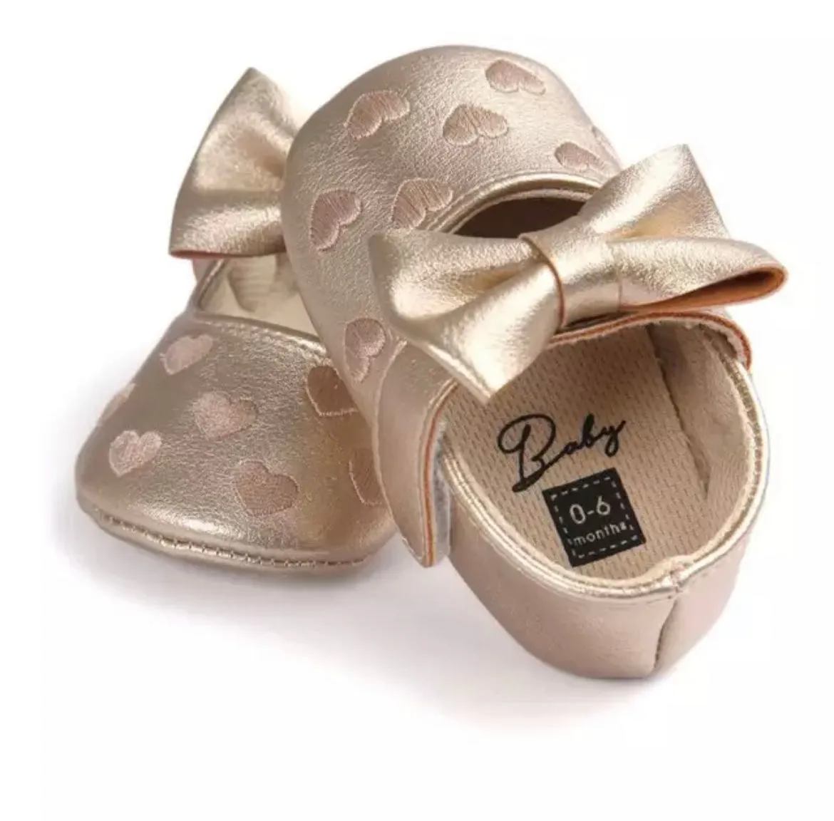 HEART BOW MOCCASINS - GOLD