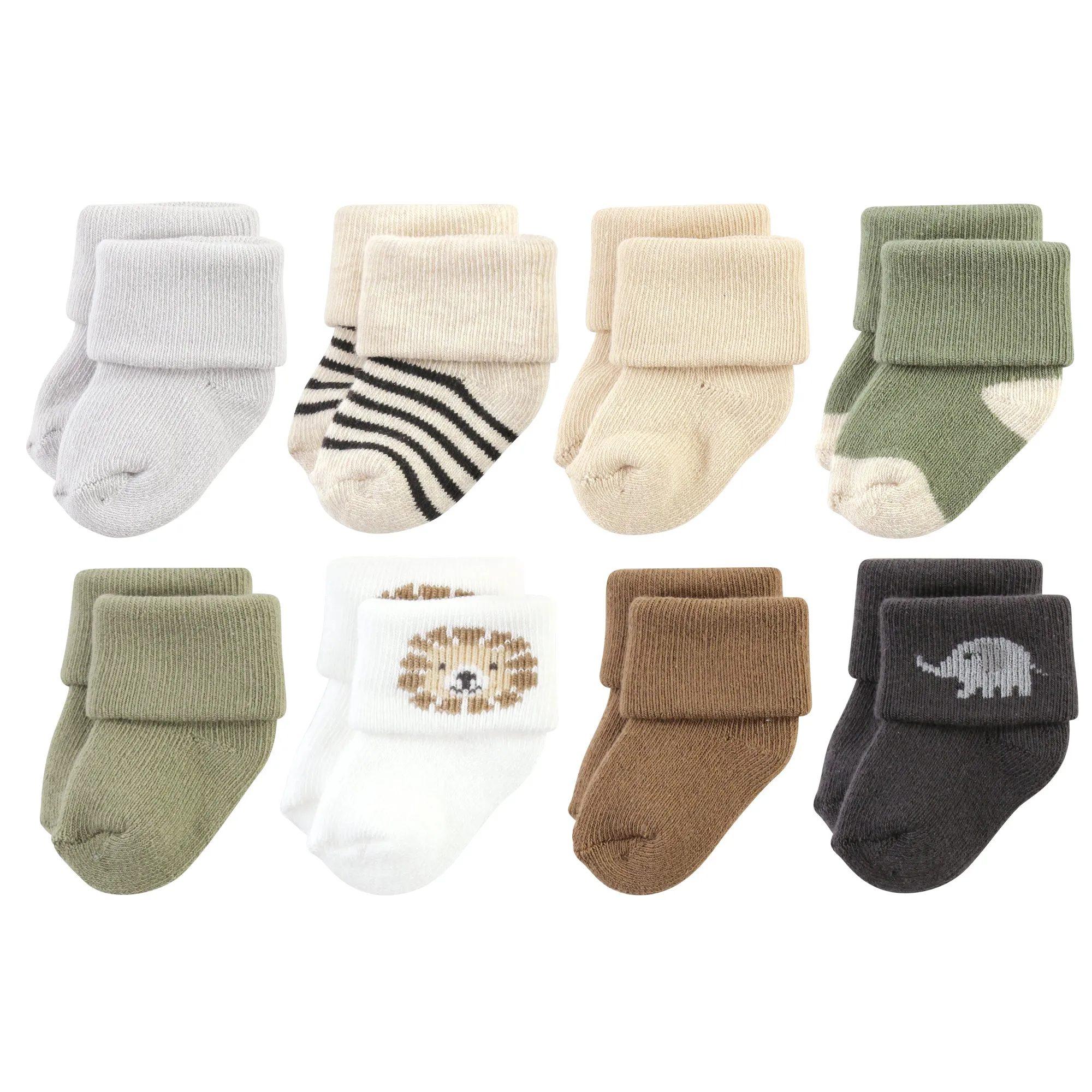 Hudson Baby Cotton Rich Newborn and Terry Socks, Brave Lion