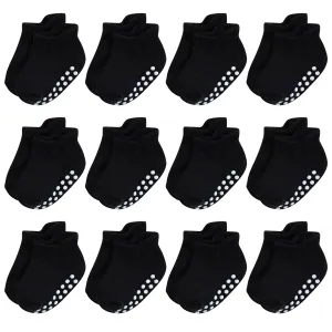 Hudson Baby Non-Skid No-Show Socks, Black