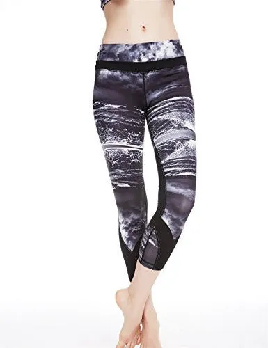 icyzone Women's Workout pants Activewear Running Leggings Yoga Capris Sports Tights