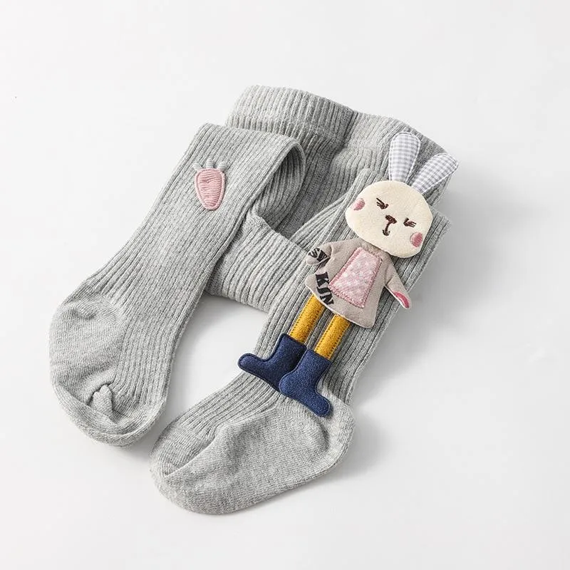 Kids Girls Cotton Knitted Cute Doll Cartoon Tights